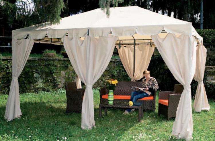 GAZEBO IN METALLO MT 3X4 CON TELI LATERALI POLIESTERE GIARDINO TERRAZZO