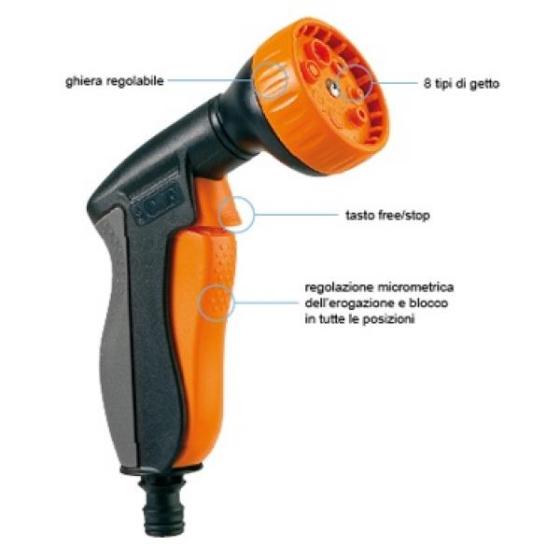 Pistola lancia multigetto x irrigazione irrigare innaffiare giardino acqua getti