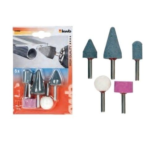 Set serie 5 mole abrasive su perno gambo mm 6 spazzole smerigliare levigare mola
