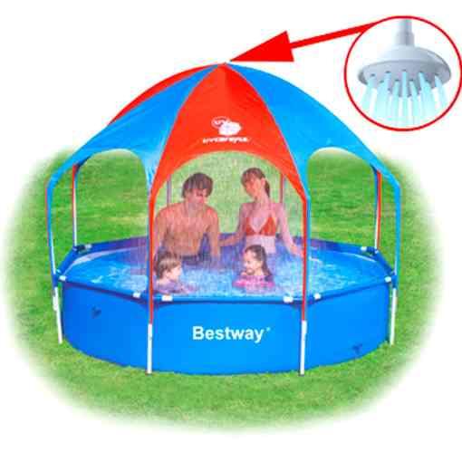 Piscina tonda cm 244x51 con copertura gazebo x bambini doccetta effetto pioggia