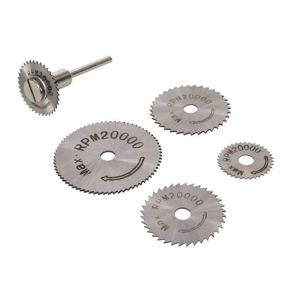 Set 5 lame dischi HSS taglio x mini trapano smerigliatrice a stelo tipo dremel