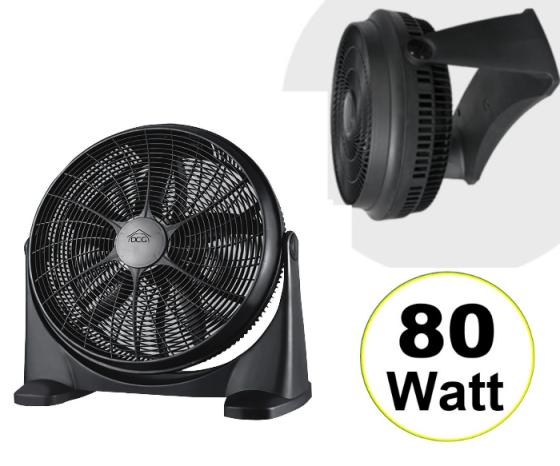VENTILATORE NERO 80 W TURBO DA APPOGGIO PARETE MURO SOFFITTO POTENTE