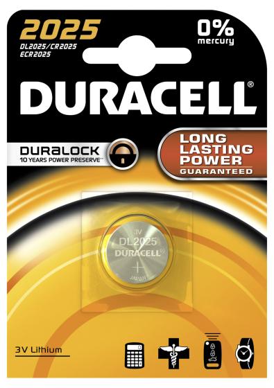 10 BL Di DURACELL BATTERIA A BOTTONE CR2025 BL.1PZ