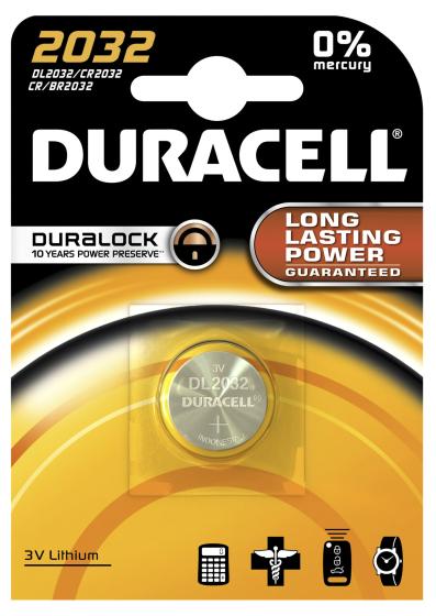 10 BL Di *DURACELL BATTERIA A BOTTONE CR2032 BL.1PZ