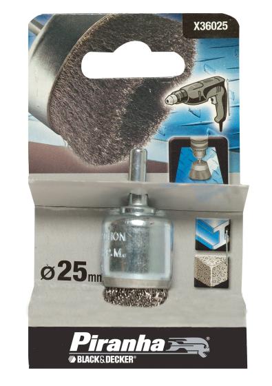 1 PZ Di *PIRANHA X36025 SPAZZOLA ACCIAIO A TAZZA D.25