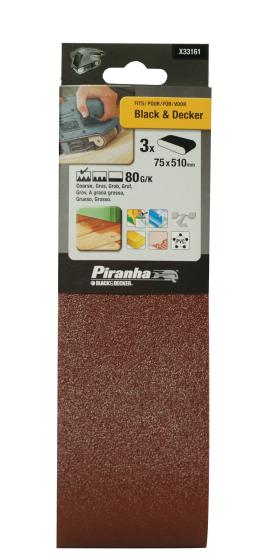 1 PZ Di PIRANHA X33161 3 NASTRI 75X510 GR.80