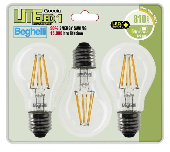 5 PZ Di *BEGHELLI LED GOCCIA 56845 E27W6 KIT3PZ FREDD