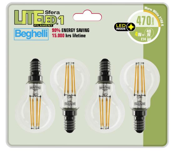 5 PZ Di *BEGHELLI LED SFERA 56844BLE14 W4 KIT4PZ CA.