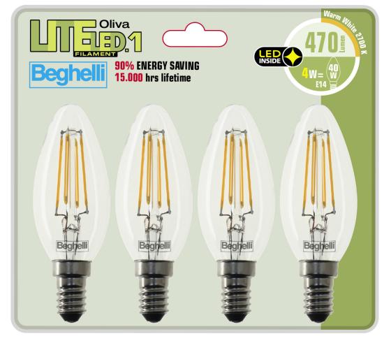 5 PZ Di *BEGHELLI LED OLIVA 56846BLE14 W4 KIT4PZ FR.