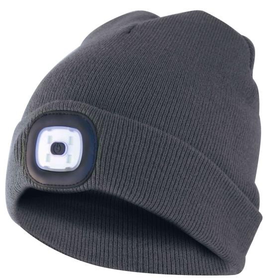 6 PZ Di BERRETTO INVERNALE CON LUCE LED GRIGIO SCURO