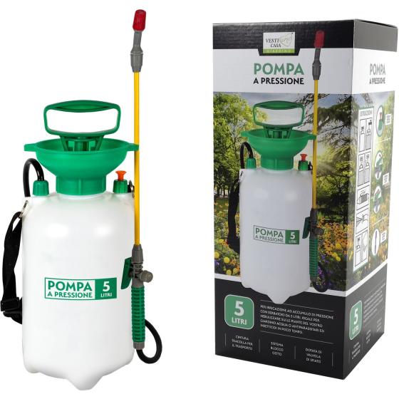 Pompa a spalla vaporizzatore a mano spruzzino a pressione 5 LT piante fiori