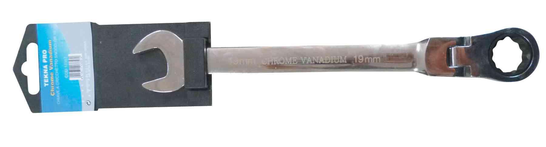 1,0 PZ Di CHIAVE A CRICCHETTO CON TESTA SNODATA 19 MM