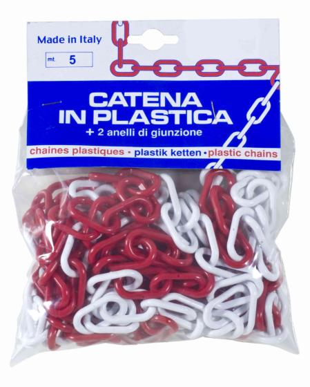 1,0 PL Di PL CATENA PLASTICA BIANCO ROSSO D 8 MM DA 5 M