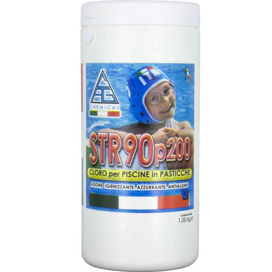 1,0 PZ Di CLORO X PISCINE IN PASTIGLIE DA GR.200 KG.1 STR90P
