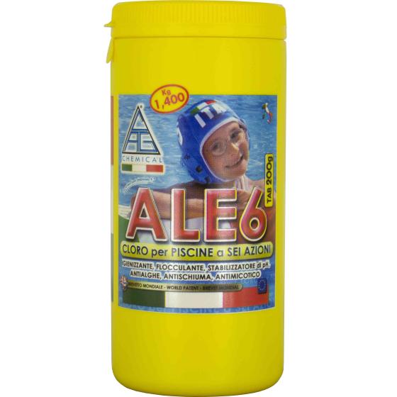 1,0 PZ Di CLORO 6 FUNZIONI X PISC.PASTIGL.GR.200 KG.1,4 ALE6