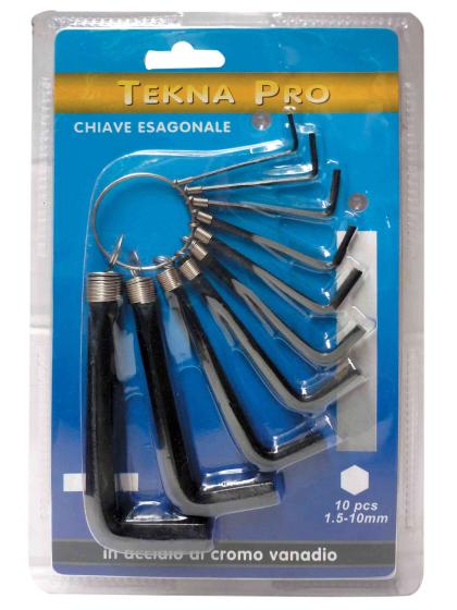 1,0 CF Di SERIE 10 CHIAVI ESAGONALI TEKNA PRO C/ANELLO NERO