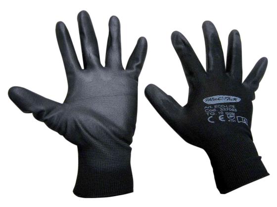 12,0 PA Di GUANTI NYLON POLIURETANO ECO-LITE NERO TG. 8