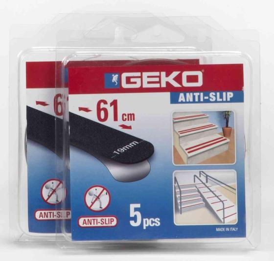 1,0 PZ Di ANTISDRUCCIOLO GEKO STRISICA 19X610 MM 5 PZ NERO
