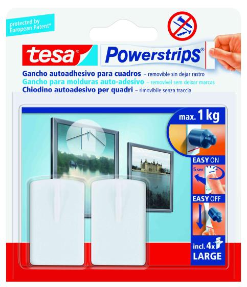 12,0 CF Di GANCIO PER QUADRO ADESIVO TESA POWERSTRIPS 2 PZ