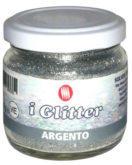 6,0 PZ Di GLITTER POLVERE GR.50 COLORE ARGENTO