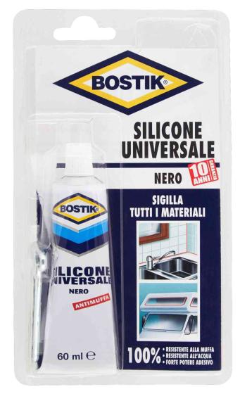 12,0 PZ Di BOSTIK SILICONE UNIVERSALE 60 ML NERO BLISTER
