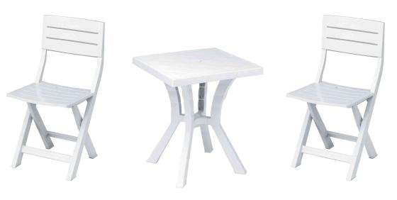 1,0 PZ Di SET DUETTO RESINATAVOLO + 2 SEDIE BIANCO