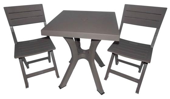1,0 PZ Di SET DUETTO RESINATAVOLO + 2 SEDIE TORTORA