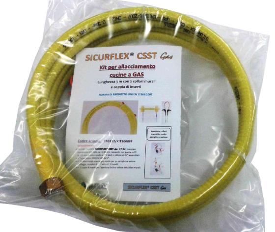 1,0 PZ Di TUBO FLESSIBILE GAS 300 CM F.F.1/2 C/COLLARI UNI15