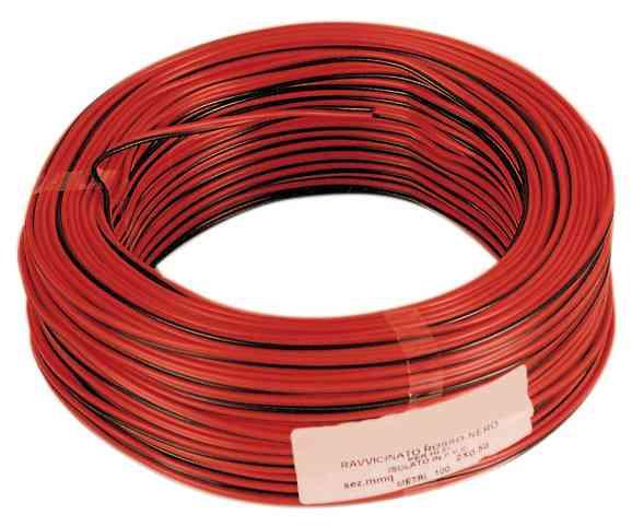 100,0 MT Di CAVO ELETTRICO HI-FI ROSSO-NERO 2X0,50