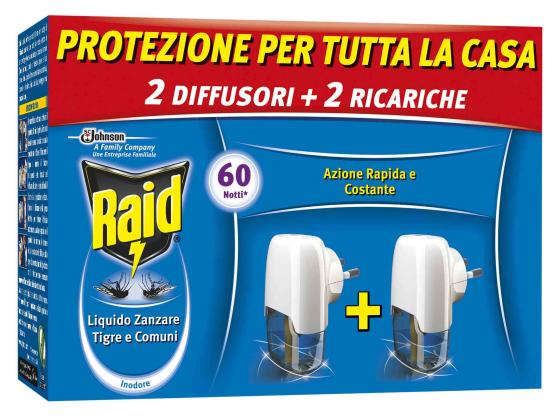 12,0 PZ Di ANTIZANZARE RAID ELETTROEM E LIQUIDO 30 NOTTI 2+2