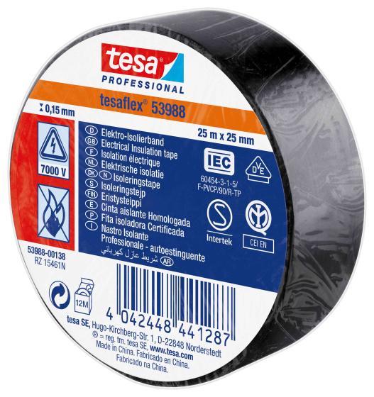 10,0 PZ Di NASTRO ISOLANTE CERTIFICATO NERO 25 MM X 25 M