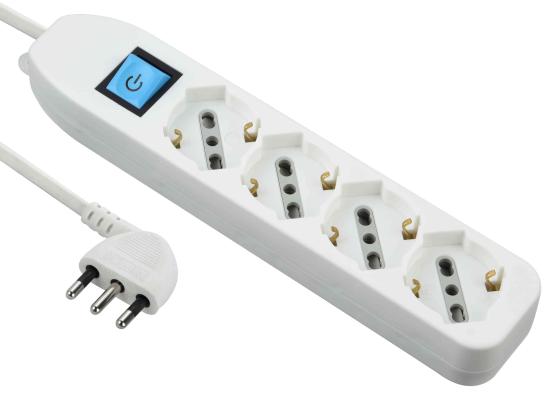 1,0 PZ Di MULTIPRESA 4P BIP/SCH + INT. BIANCA FIG.8