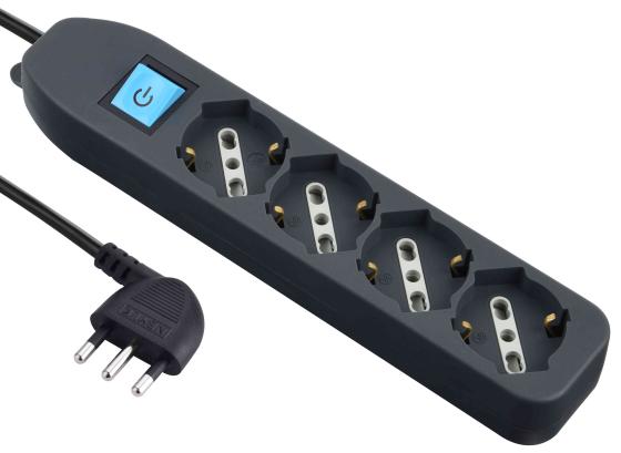 1,0 PZ Di MULTIPRESA 4P BIP/SCH + INT. NERA FIG.8
