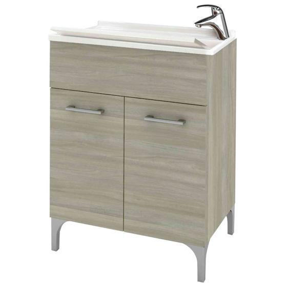 1,0 PZ Di LAVATOIO LEGNO 60X50 CM ROVERE GRIGIO