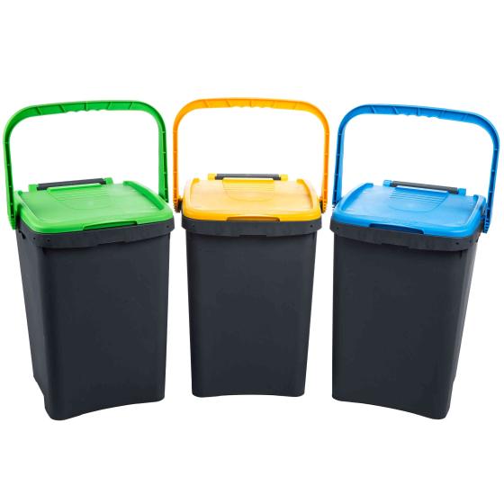 3,0 PZ Di PATTUMIERA ECOPLUS CON MANIGLIA 50 L COL. ASS.