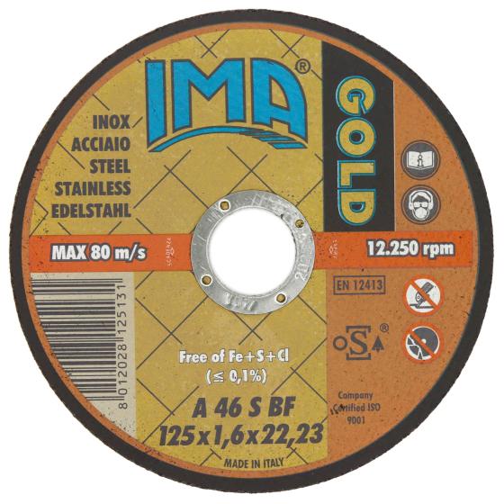 50,0 PZ Di IMA DISCO PER INOX GOLD PIANO D 125X1,6 MM