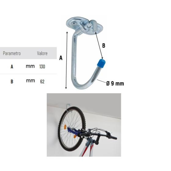 Gancio staffa acciaio appendi bici bicicletta multiuso a parete muro soffitto