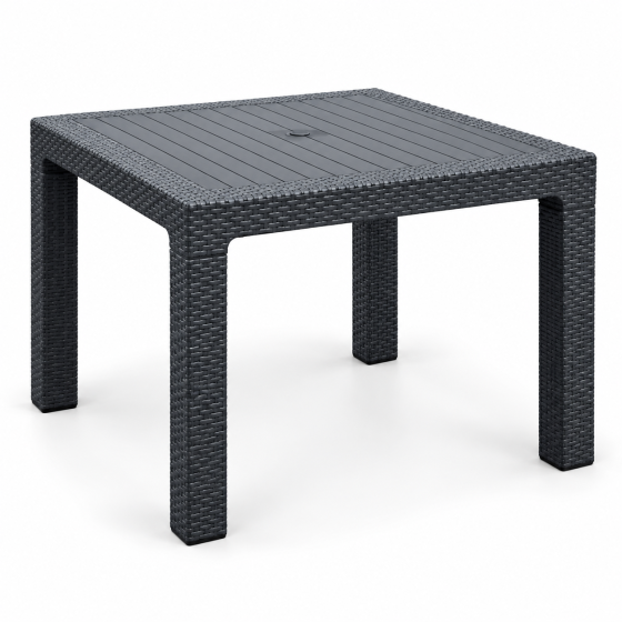 Tavolo 90x90 effetto rattan senza vetro per bar, ristoranti e dehors
