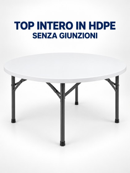 Tavolo catering pieghevole tondo Ø180 cm in HDPE
