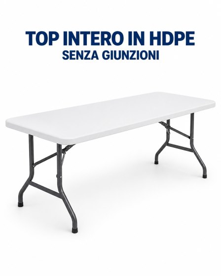 Tavolo catering pieghevole rettangolare 180×76 cm in HDPE