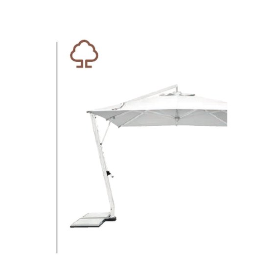 Ombrellone quadrato 3,5x3,5 m bianco effetto legno