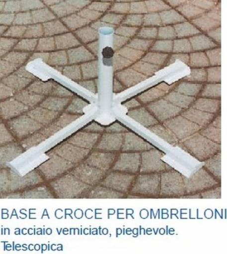 Base in acciaio x ombrellone pieghevole richiudibile croce telescopica giardino