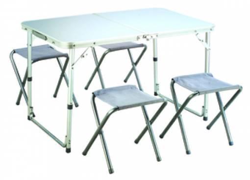 SET COMPLETO DA CAMPEGGIO TAVOLO + 4 SGABELLI PER ESTERNO GIARDINO