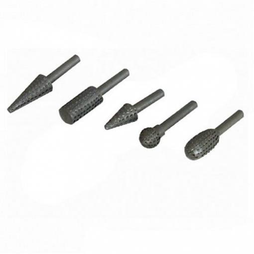 Set serie 5 frese raspe conica cilindrica sferica x incidere sagomare legno