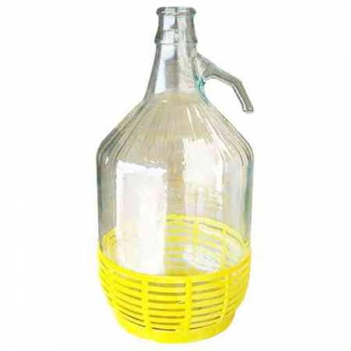 6,0 PZ Di DAMIGIANA DAMA VETRO CON CESTINO PLASTICA 5 L