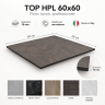 Piano tavolo professionale HPL 60x60 cm spessore 10 mm per tavoli bar ristorazione e contract